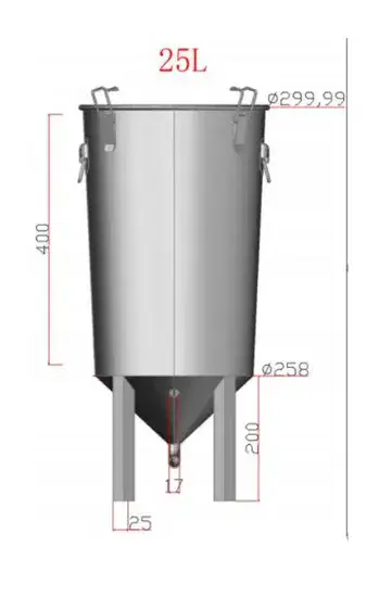 מיכל תסיסה קוני נירוסטה 25 ליטר